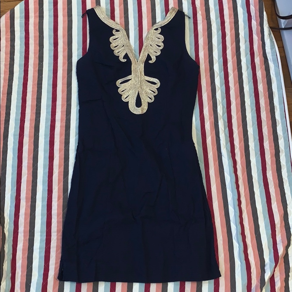 LILLY PULITZER NAVY SHIFT DRESS SZ 6